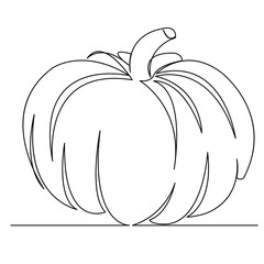 continuous single drawn one line pumpkin hand-drawn picture silhouette. Line art. doodle