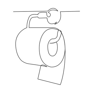 recommend clip art: continuous single drawn one line toilet paper hand-drawn picture silhouette. line art doodle