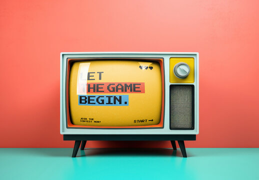 Screen Retro TV Mockup With Generative AI