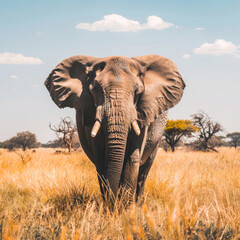 Obraz premium Elephant standing in the grass field