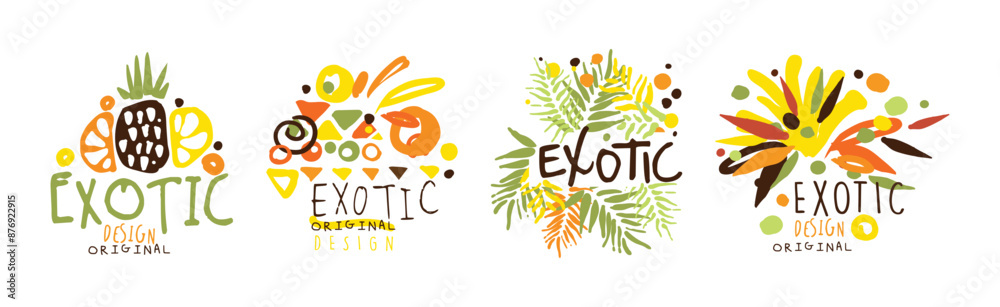 Canvas Prints exotic original design label and logo vector set