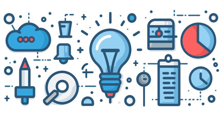 Businessman, human resources, tools, idea, office management - thin line icon set. Outline icons collection. Simple vector illustration