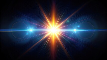 Obraz premium Lens flair graphic element on black background, lens flair, graphic design, isolated