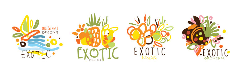 Exotic Original Design Label and Logo Vector Set