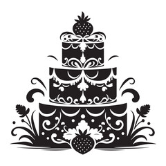 set of elements for birthday cake design