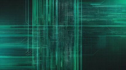 Futuristic Digital Abstract Background with Green Lines