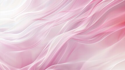 Abstract soft pink silk waves flowing gently over a white background for elegance and serenity concept