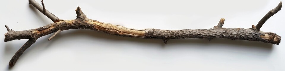 Fototapeta premium Stick Isolated on White Background. Broken Tree Branch as Nature Element