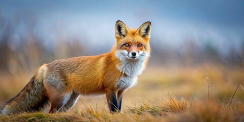 Obraz premium Predator's Stance The Red Fox Hunting Scene, red fox, predator, stance, hunting, nature, wildlife, animal, carnivore