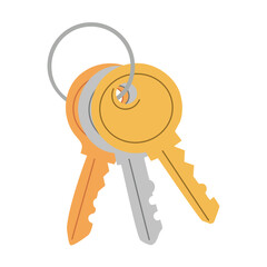 Key with ring isolated on white background. Flat design. Vector illustration.