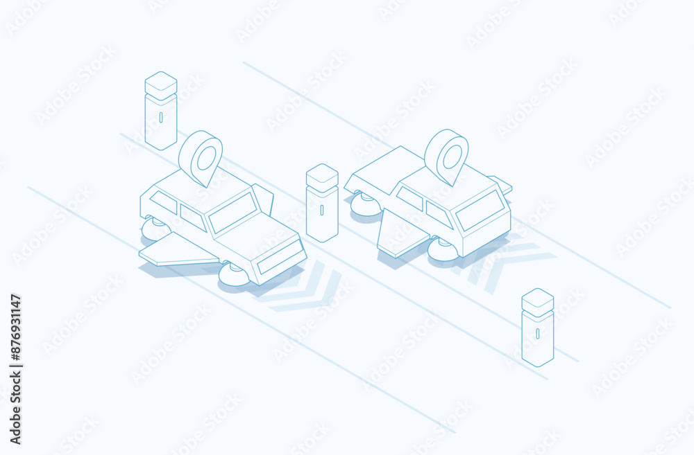Wall mural data visualization concept. 3d isometric vector illustration.