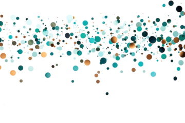 A Scattered Symphony of Teal and Gold Circles on a White Canvas on a White or Clear Surface PNG Transparent Background