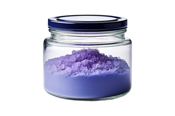 A Glass Jar Filled With Lavender Bath Salts Ready for a Relaxing Soak on a White or Clear Surface PNG Transparent Background