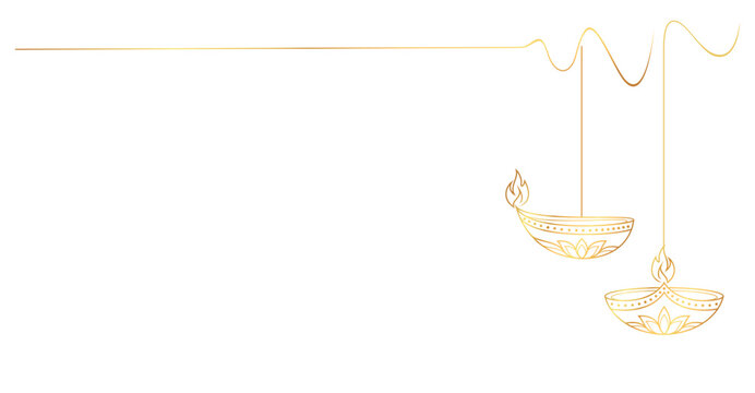 Diwali Candles line art style. Diwali element vector