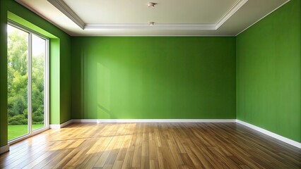 Fototapeta premium Empty room with green wall , empty, room, green, wall, interior, space, minimalist, modern, simple, clean, serene