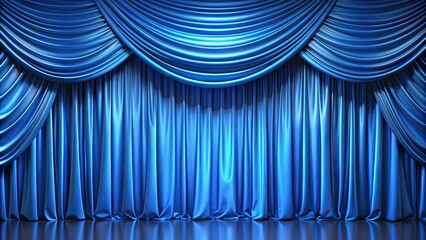 Blue curtain background with elegant draping , elegant, luxurious, backdrop, fabric, interior design, theater, stage