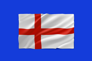 Obraz premium Waving english flag on blue background. 3d vector illustration