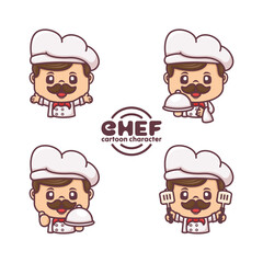 set chef cartoon character design with different poses and expressions