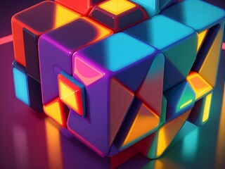 abstract background with colorful shiny 3D cubes,neon, 
pattern, block, design, concept, square, business, cubes, render, illustration, construction, geometric, color, shape, tile, red, object, 