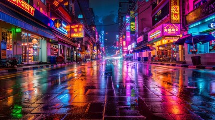 Obraz premium Vibrant Neon Street in Yaowarat, Thailand