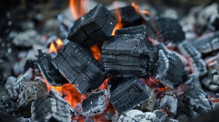 Hot charcoal grill ready for outdoor cooking. The charcoal glows with intense heat. Guaranteed to have delicious barbecue flavor on a sunny day.