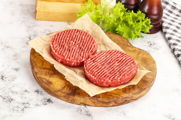 Raw beef  burger cutlet for grill