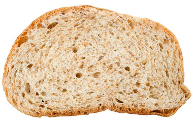 Slice bread with bran isolated on a transparent background. Top view.
