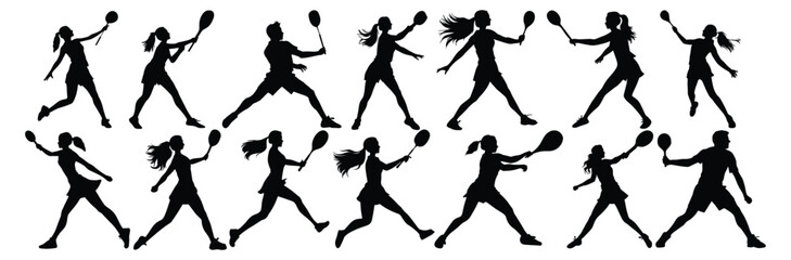 Badminton silhouette set vector design big pack of illustration and icon
