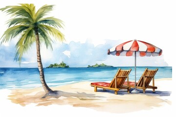 Fototapeta premium Summer beach furniture outdoors.