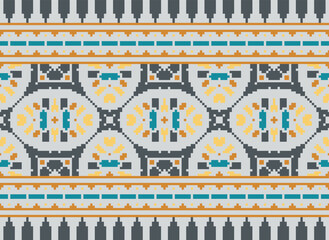Pixel African and Mexican Aztec American tribal vector borders, frame patterns. Vector seamless background with a bright Mexican pattern. Vector seamless00 color