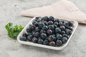 Sweet ripe blueberry on the bowl