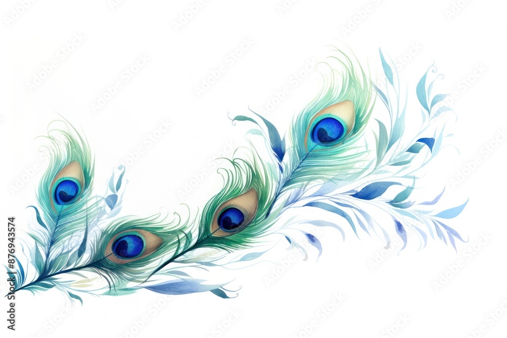 Wall mural peacock feathers pattern animal nature.