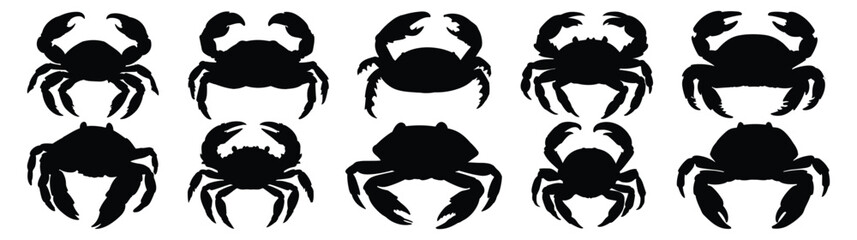 Crab silhouette set vector design big pack of illustration and icon