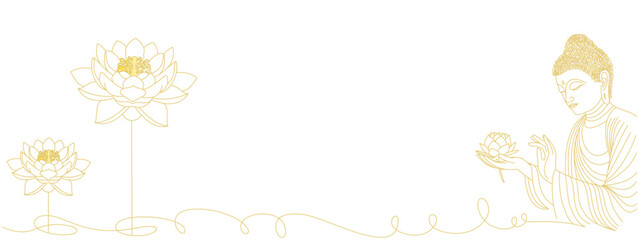vector illustration of buddha and two lotus flowers
