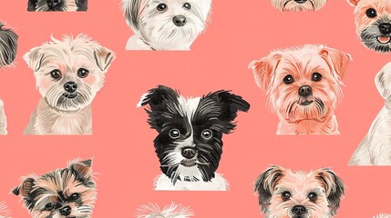 multiple small dog breeds pattern pink, duo color