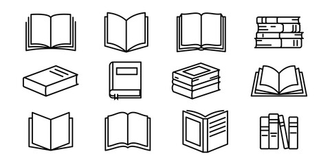 Book icon. Books icons set. Linear icons.