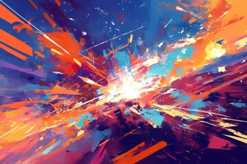 Abstract Art with Bright Colors and Dynamic Lines