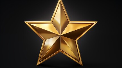 Obraz premium Shiny Gold Five-Pointed Star on Black Background