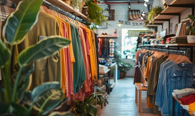Obraz premium Sustainable fashion with clothing made from recycled materials, Generative AI