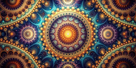 Obraz premium Intricate fractal background design with geometric patterns, fractal, abstract, design, intricate, complex, digital