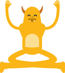 Cute Monster Character Sitting Illustration
