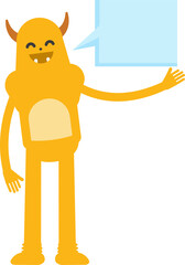 Cute Monster Character and Speech Bubble
