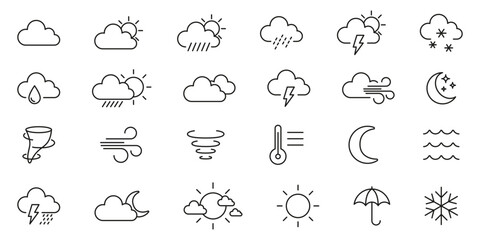 Weather icons set. Linear style.