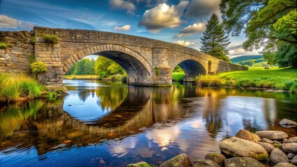 Fototapeta premium Stone bridge crossing over a tranquil river , Stone, bridge, river, nature, architecture, ancient, landmark, scenic