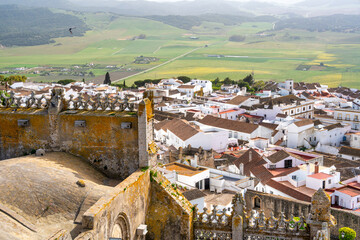 Aerial view of Medina Sidonia white home. Pueblos Blancos, Andalusia