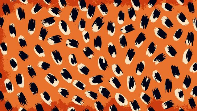 Abstract orange leopard grunge animated brutal comic book style composition background