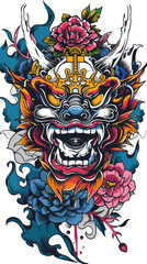 Fototapeta premium Dragon head.Vector illustration ready for vinyl cutting. Vinyl-ready.