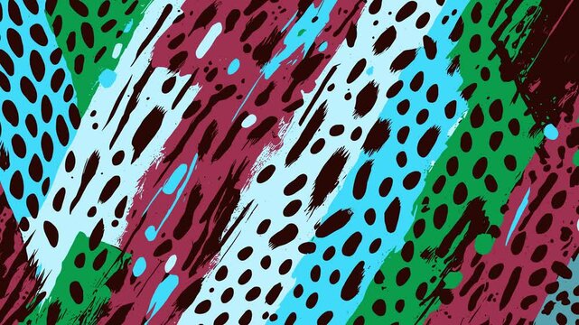 Abstract multicolored leopard grunge animated brutal comic book style composition background