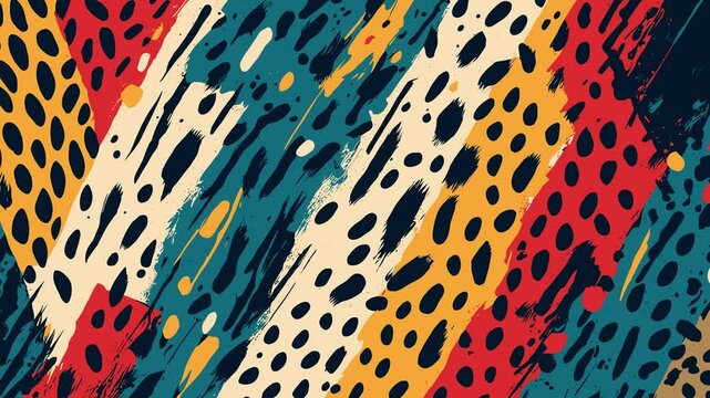 Abstract multicolored leopard grunge animated brutal comic book style composition background