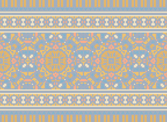Pixel African and Mexican Aztec American tribal vector borders, frame patterns. Vector seamless background with a bright Mexican pattern. Vector seamless00 color